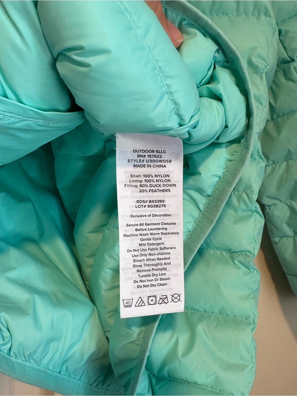 Eddie Bauer Girls' Teal Lightweight Down Puffer Jacket - Picture 4 of 4